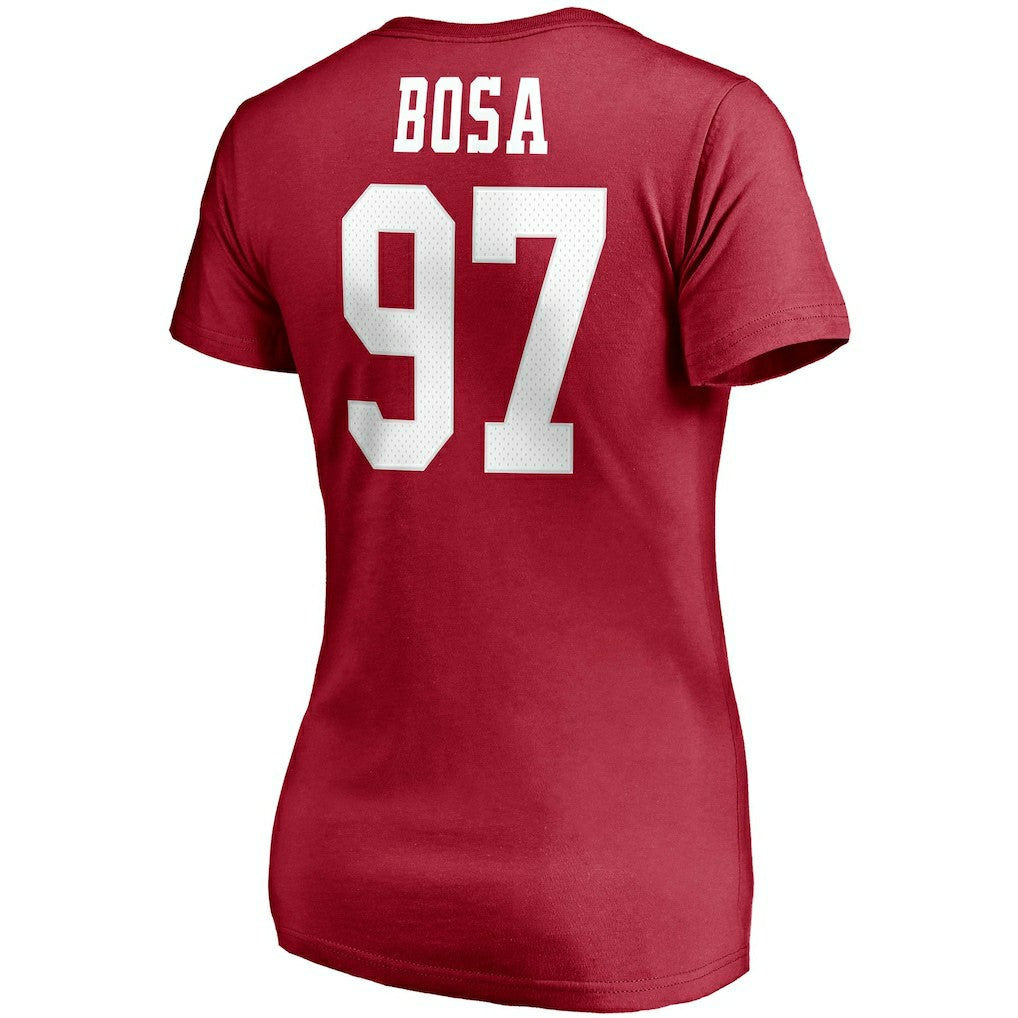 Nick Bosa San Francisco 49ers Women's Player Icon Name & Number V-Neck T-Shirt Scarlet - Fanatics