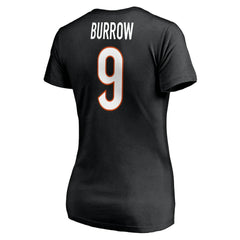 Joe Burrow Cincinnati Bengals Women's Player Icon Name & Number V-Neck T-Shirt Black - Fanatics