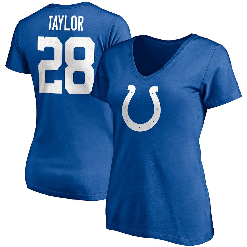 Jonathan Taylor Indianapolis Colts Women's Player Icon Name & Number V-Neck T-Shirt Royal - Fanatics