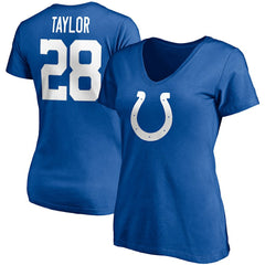 Jonathan Taylor Indianapolis Colts Women's Player Icon Name & Number V-Neck T-Shirt Royal - Fanatics
