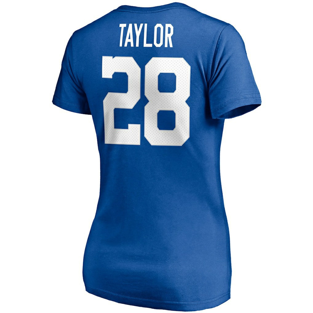 Jonathan Taylor Indianapolis Colts Women's Player Icon Name & Number V-Neck T-Shirt Royal - Fanatics