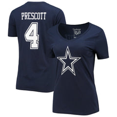 Dak Prescott Dallas Cowboys Women's Player Icon Name & Number V-Neck T-Shirt Navy - Fanatics