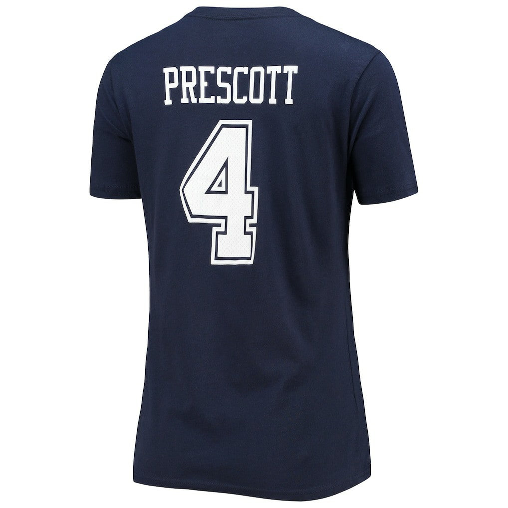 Dak Prescott Dallas Cowboys Women's Player Icon Name & Number V-Neck T-Shirt Navy - Fanatics