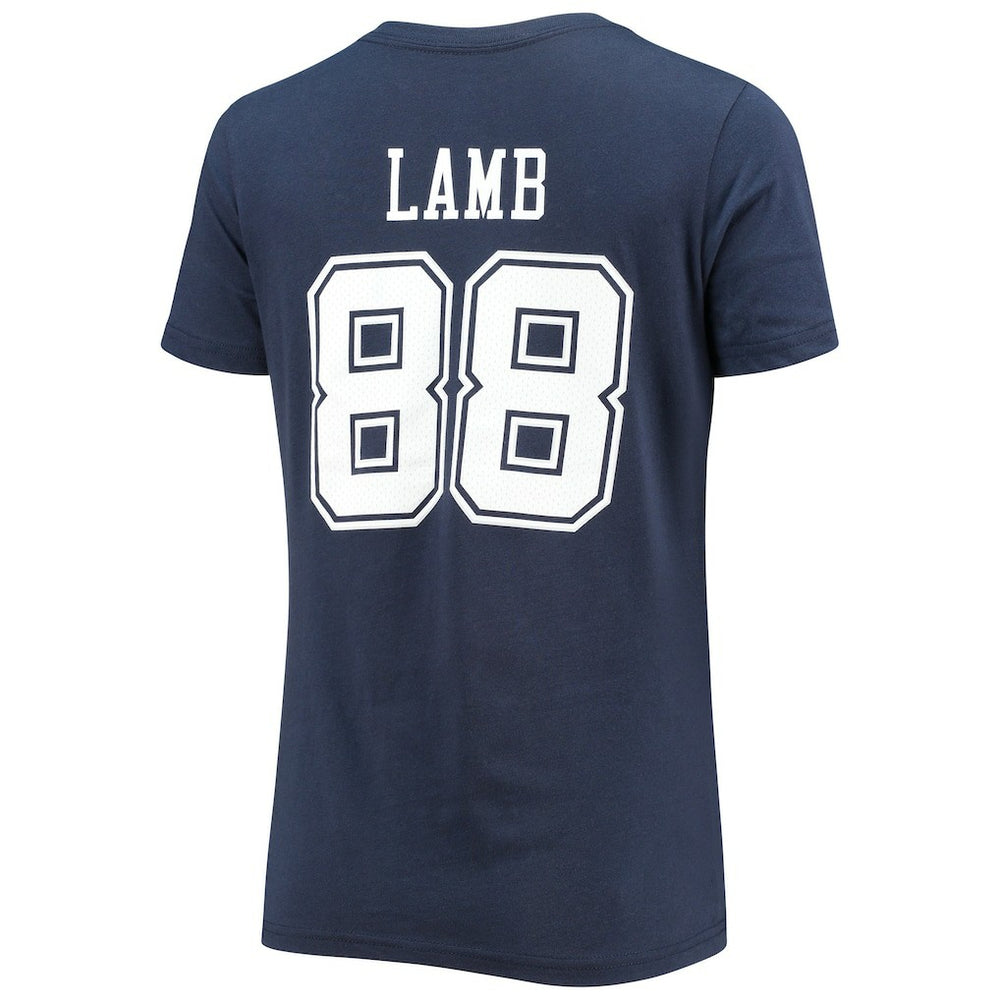 CeeDee Lamb Dallas Cowboys Women's Player Icon Name & Number V-Neck T-Shirt Navy - Fanatics