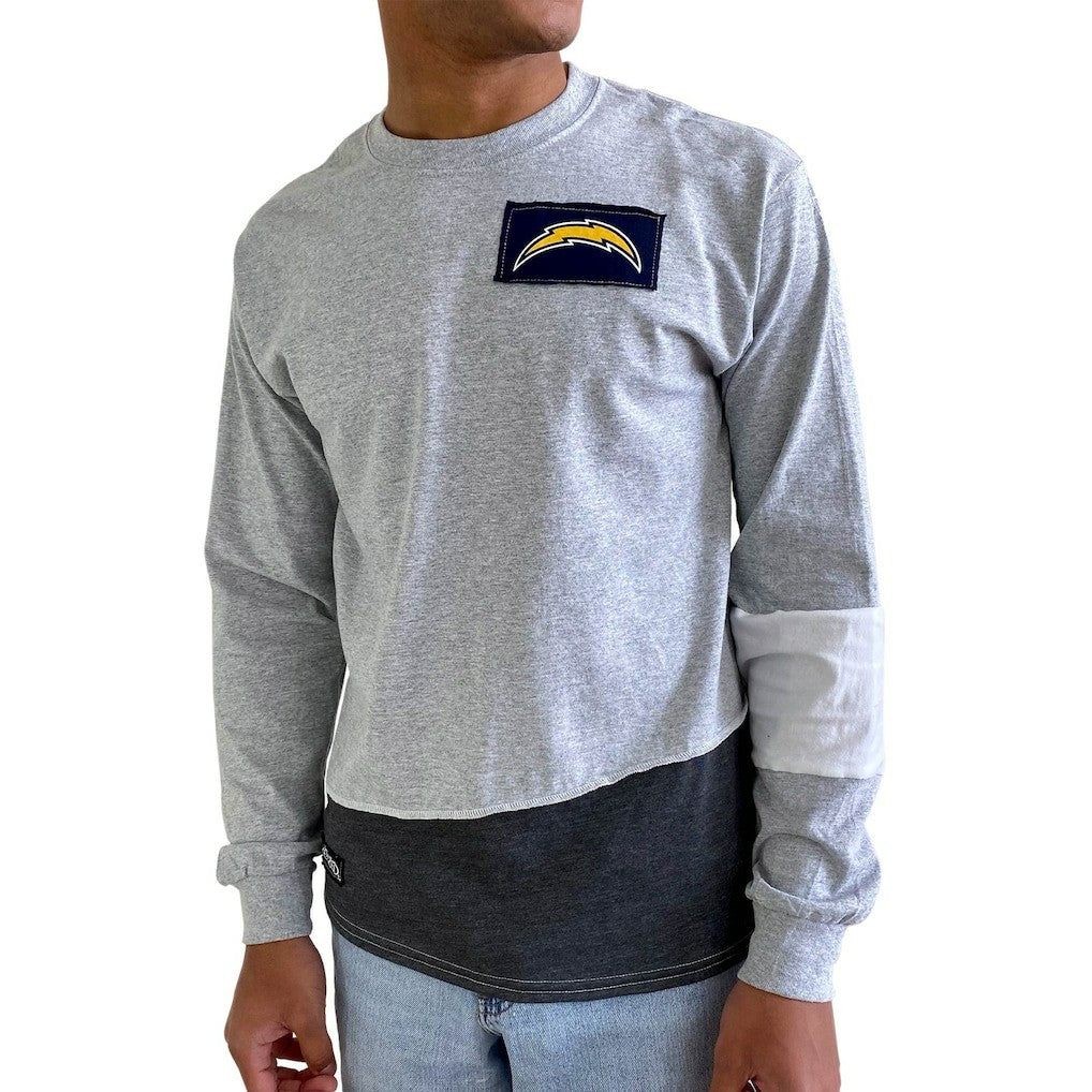 Los Angeles Chargers Refried Apparel Sustainable Angle Long Sleeve T-Shirt Gray - NFL