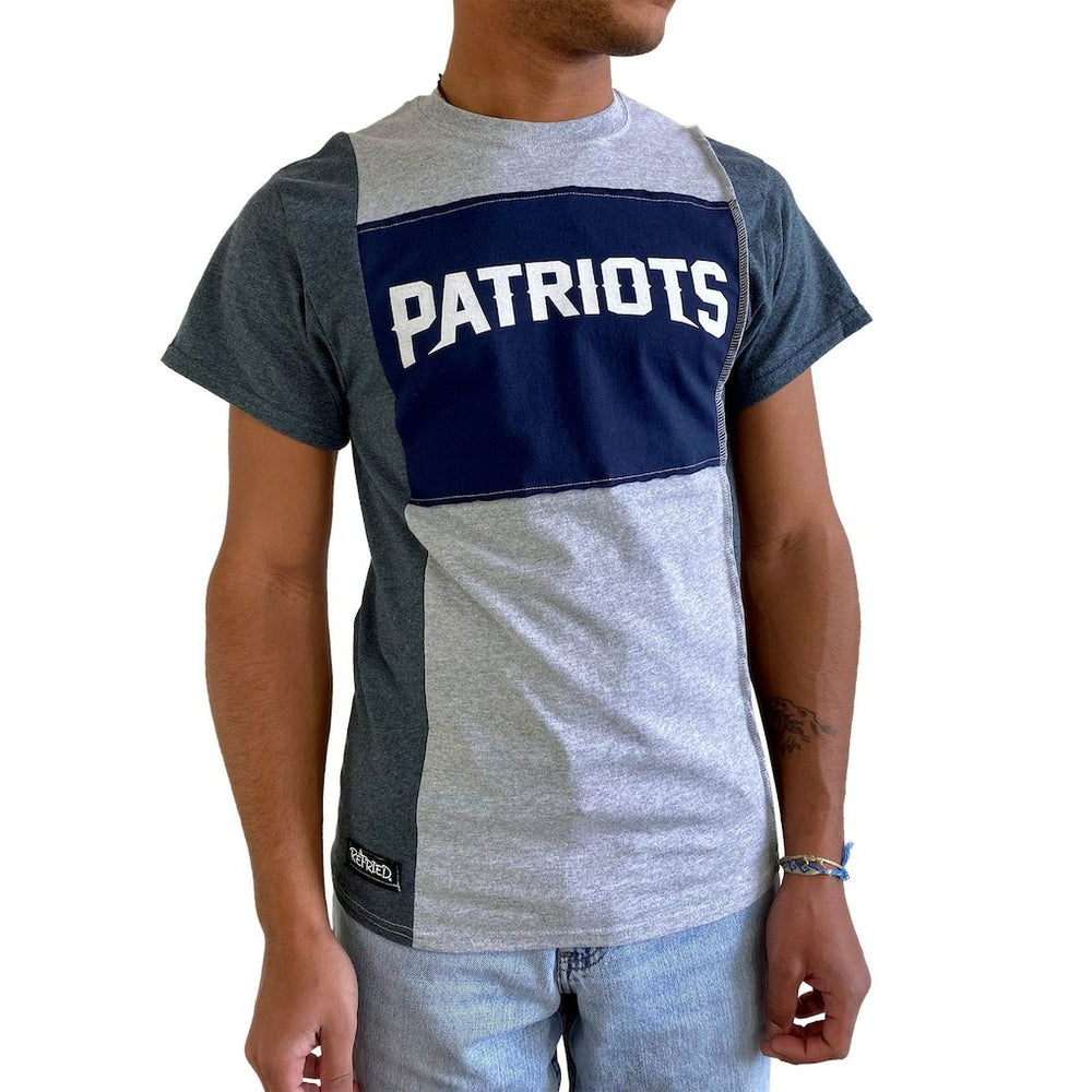 New England Patriots Refried Apparel Sustainable Split T-Shirt Heather Gray - NFL