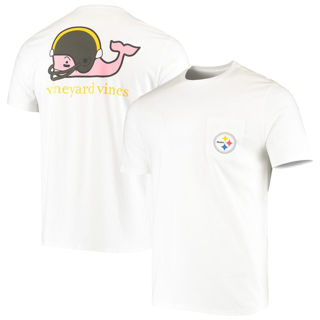 Pittsburgh Steelers Vineyard Vines Big & Tall Helmet T-Shirt White - NFL