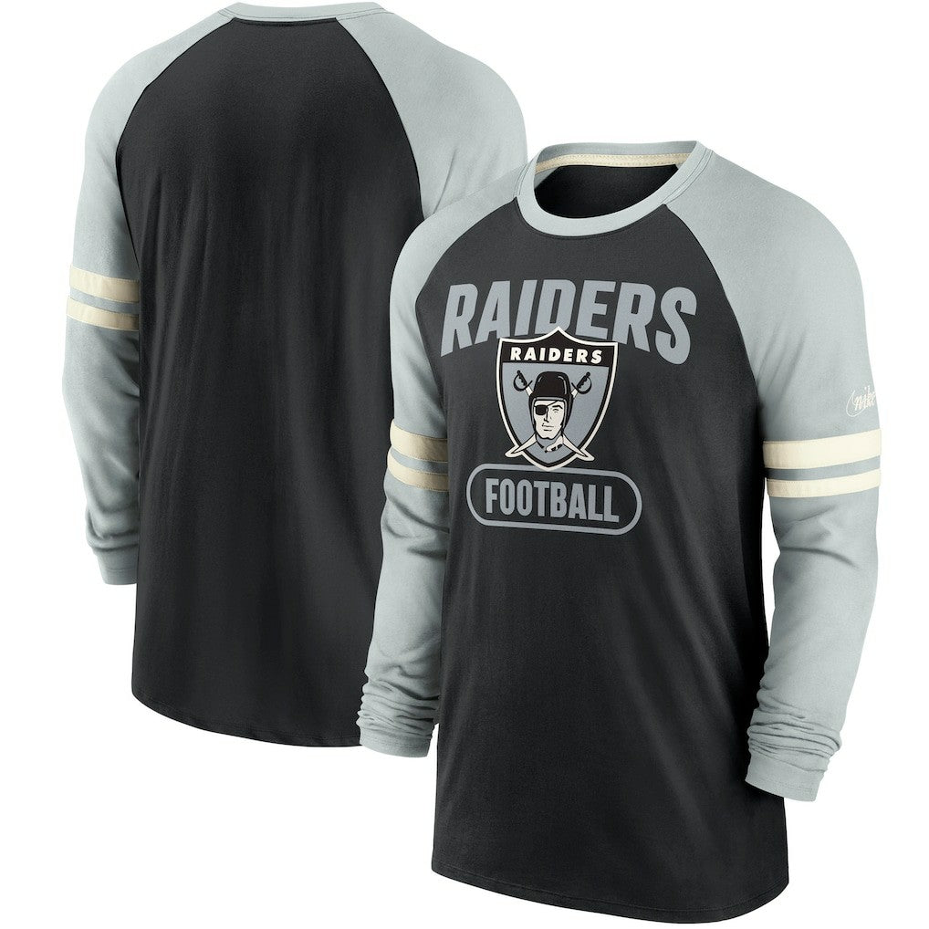 Las Vegas Raiders Throwback Raglan Long Sleeve T-Shirt Black/Silver - Nike