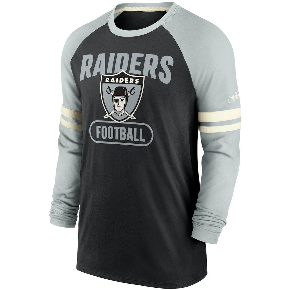 Las Vegas Raiders Throwback Raglan Long Sleeve T-Shirt Black/Silver - Nike