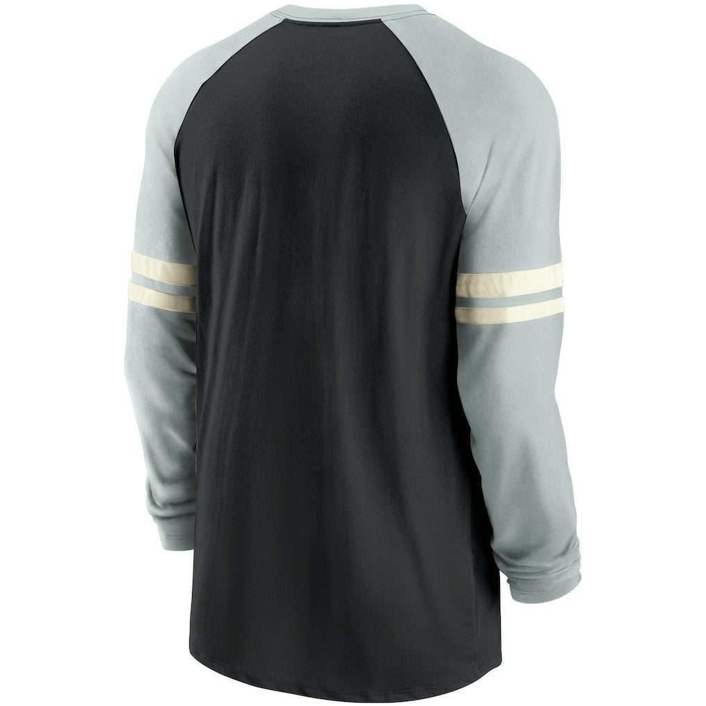 Las Vegas Raiders Throwback Raglan Long Sleeve T-Shirt Black/Silver - Nike