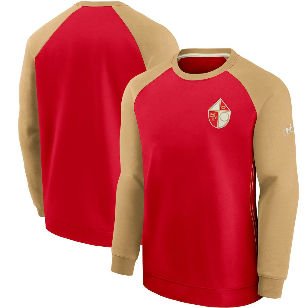 San Francisco 49ers Historic Raglan Crew Performance Sweater Scarlet/Gold - Nike