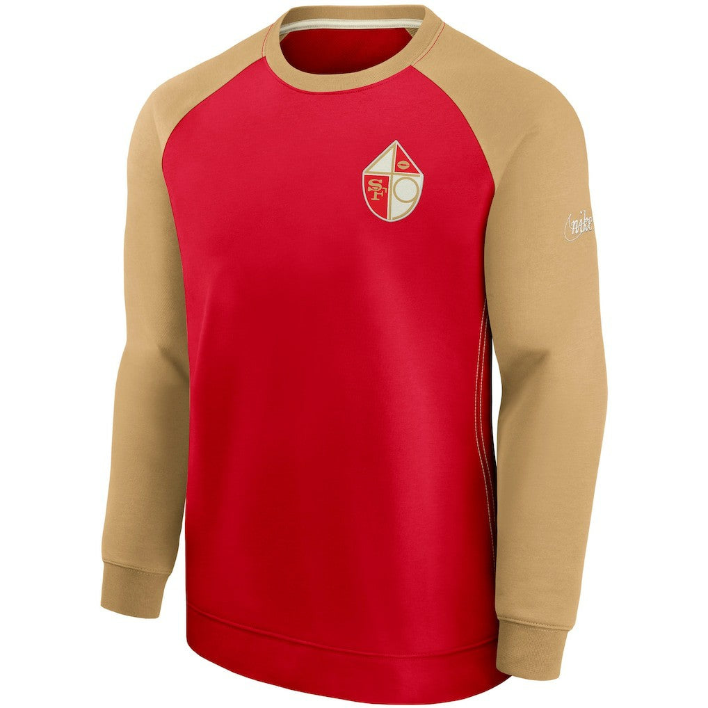 San Francisco 49ers Historic Raglan Crew Performance Sweater Scarlet/Gold - Nike