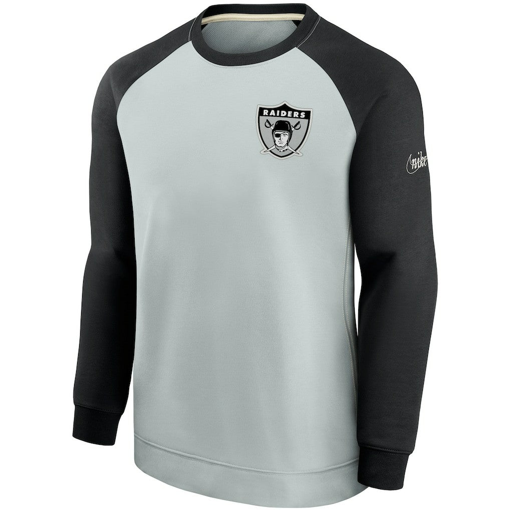 Las Vegas Raiders Historic Raglan Crew Performance Sweater Silver/Black - Nike