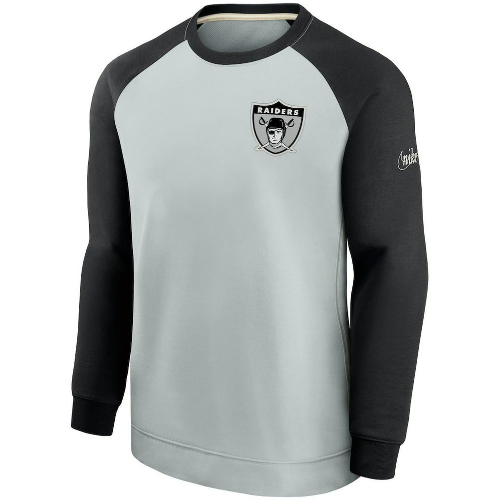 Las Vegas Raiders Historic Raglan Crew Performance Sweater Silver/Black - Nike