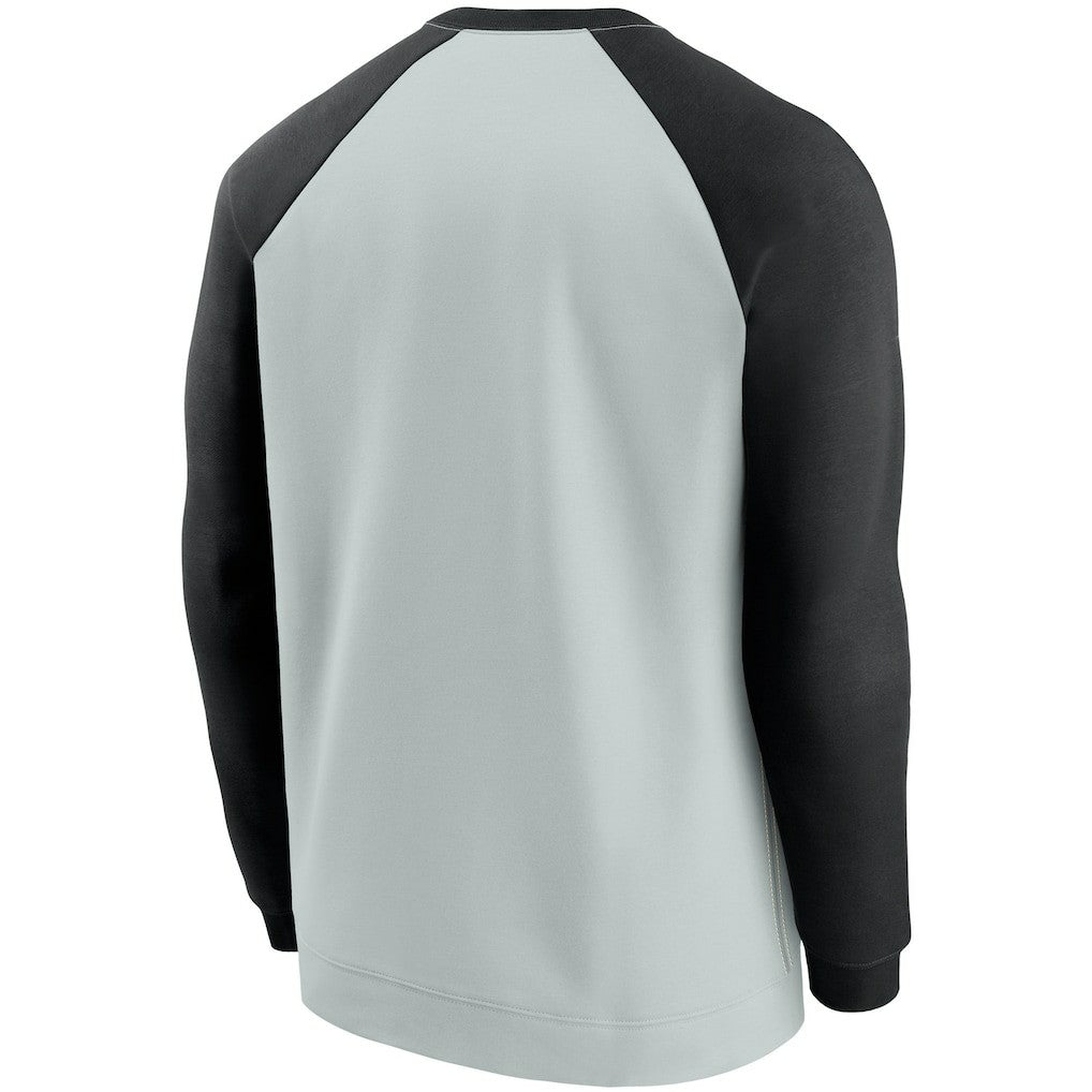Las Vegas Raiders Historic Raglan Crew Performance Sweater Silver/Black - Nike