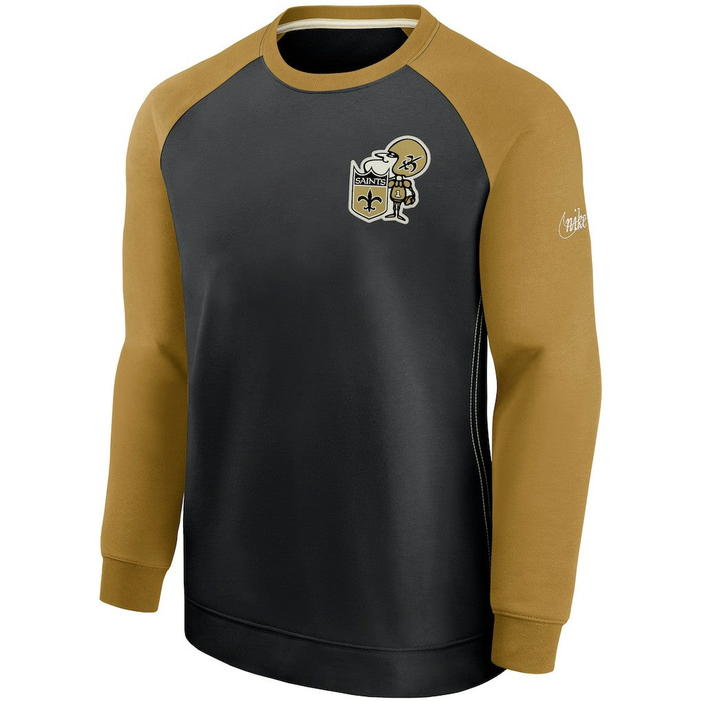 New Orleans Saints Historic Raglan Performance Pullover Sweater Black/Gold - Nike