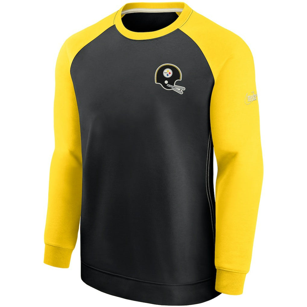 Pittsburgh Steelers Historic Raglan Crew Performance Sweater Black/Gold - Nike