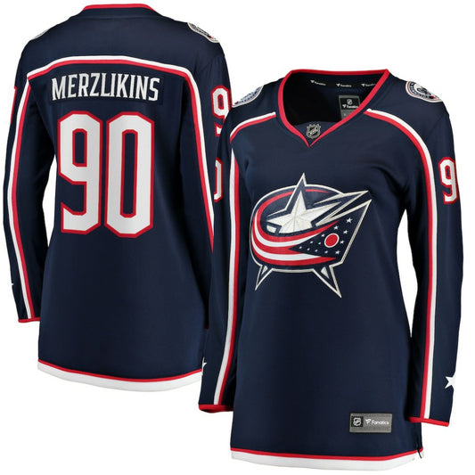 Elvis Merzlikins Columbus Blue Jackets Fanatics Women's Home Breakaway Jersey - Navy | NHL Jerseys