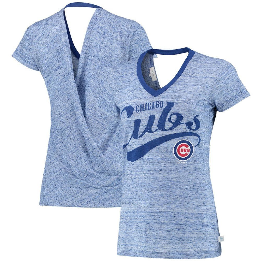 Chicago Cubs Touch Women's Hail Mary V-Neck Back Wrap T-Shirt Sale