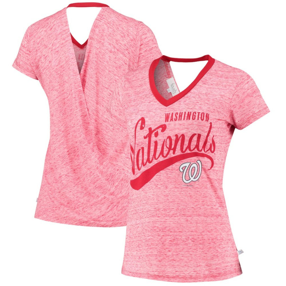 Washington Nationals Touch Women's Hail Mary V-Neck Back Wrap T-Shirt On Sale