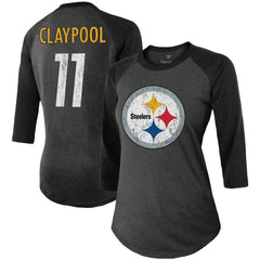 Chase Claypool Pittsburgh Steelers Women's Team Player Name & Number Tri-Blend Raglan 3/4-Sleeve T-Shirt Black - Fanatics
