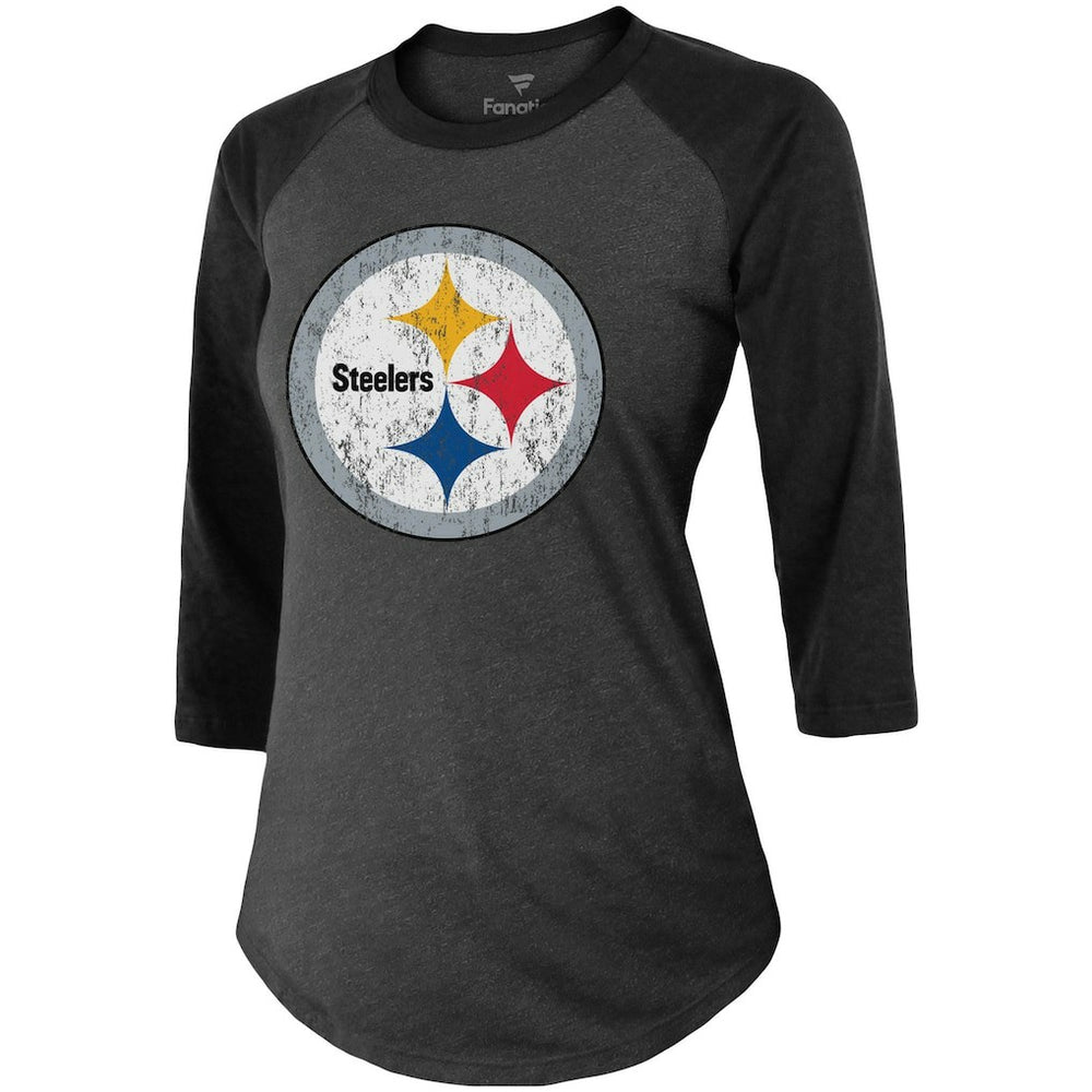 Chase Claypool Pittsburgh Steelers Women's Team Player Name & Number Tri-Blend Raglan 3/4-Sleeve T-Shirt Black - Fanatics