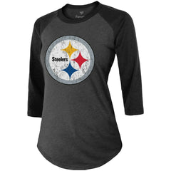 Chase Claypool Pittsburgh Steelers Women's Team Player Name & Number Tri-Blend Raglan 3/4-Sleeve T-Shirt Black - Fanatics