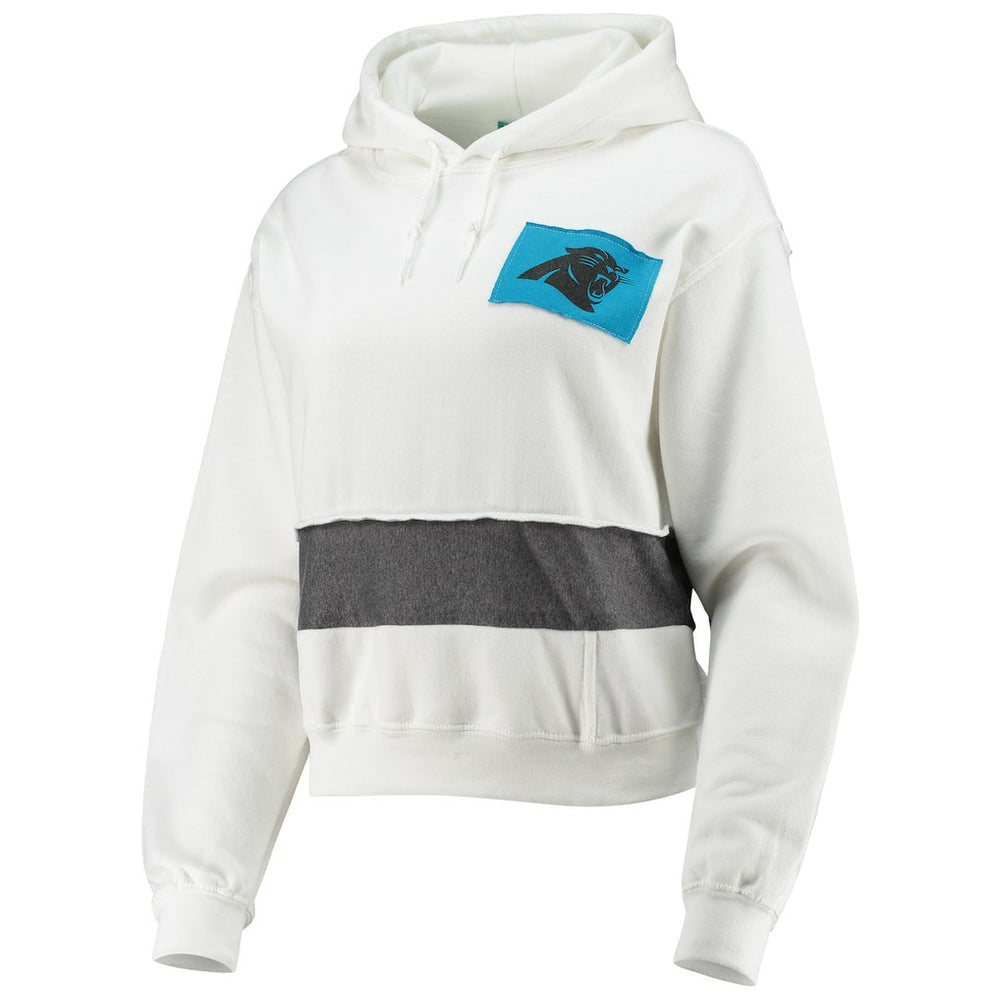 Carolina Panthers Refried Apparel Women's Sustainable Crop Dolman Pullover Hoodie White - NFL