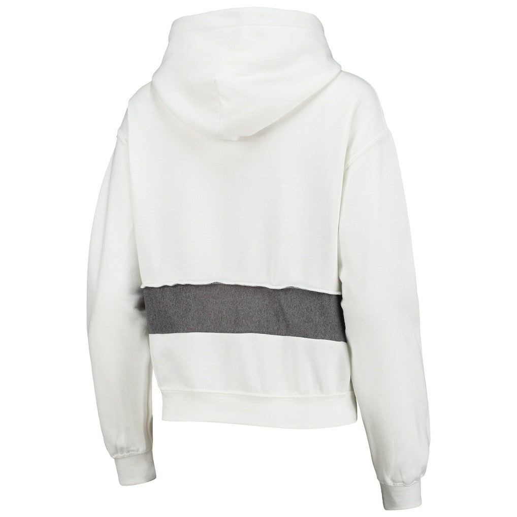 Carolina Panthers Refried Apparel Women's Sustainable Crop Dolman Pullover Hoodie White - NFL
