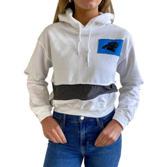 Carolina Panthers Refried Apparel Women's Sustainable Crop Dolman Pullover Hoodie White - NFL