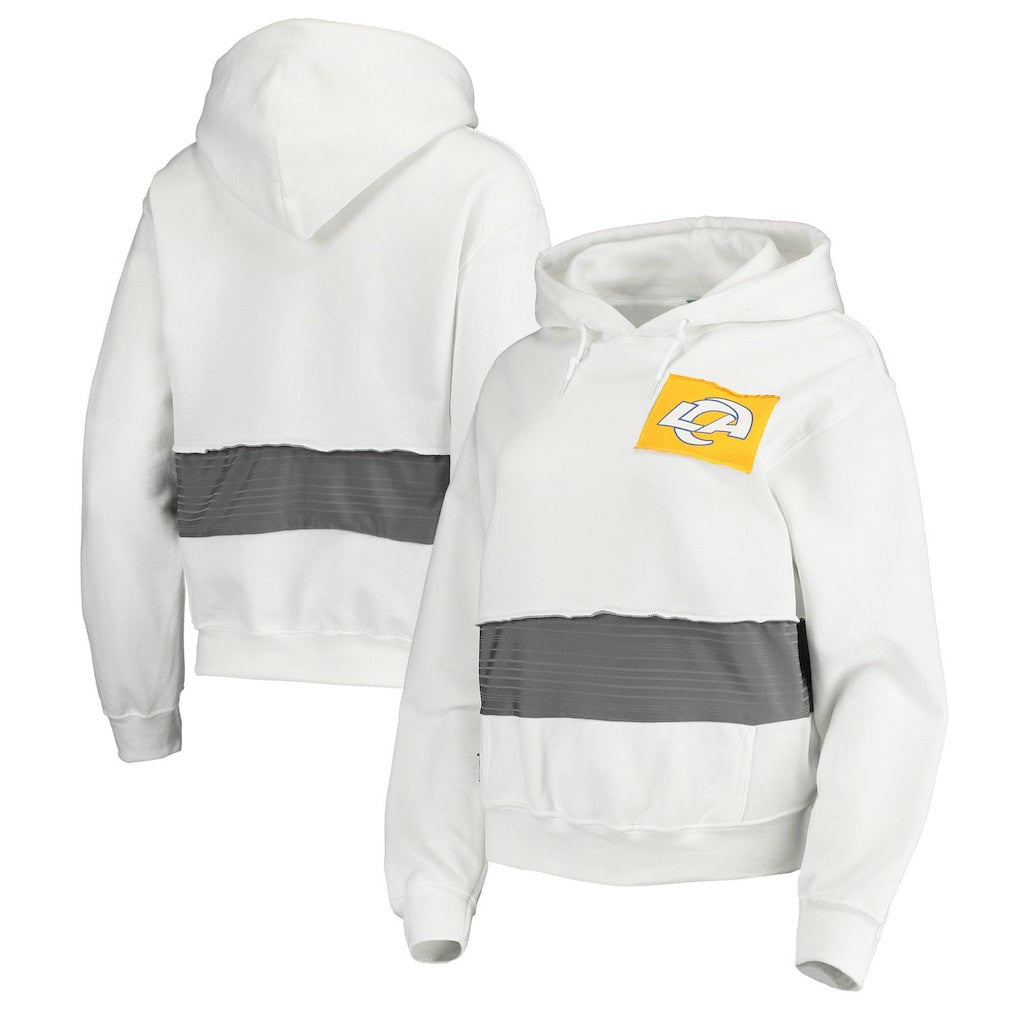 Los Angeles Rams Refried Apparel Women's Sustainable Crop Dolman Pullover Hoodie White - NFL