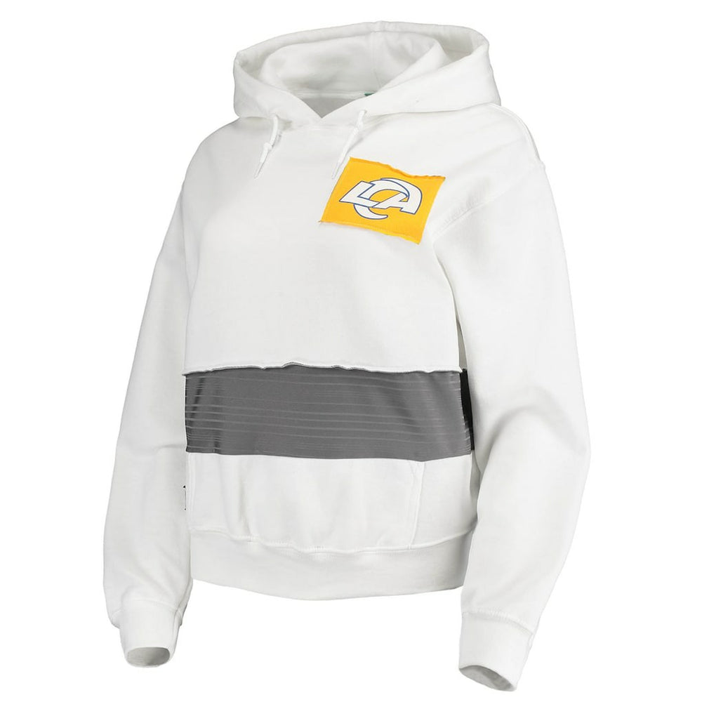 Los Angeles Rams Refried Apparel Women's Sustainable Crop Dolman Pullover Hoodie White - NFL