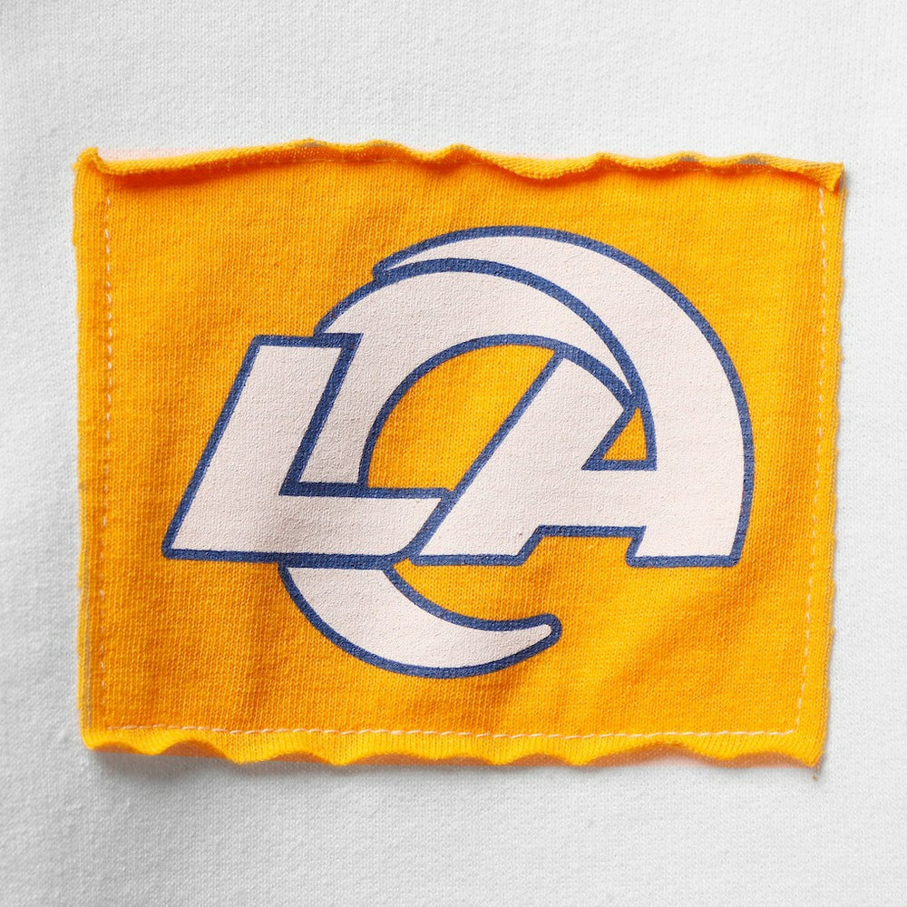 Los Angeles Rams Refried Apparel Women's Sustainable Crop Dolman Pullover Hoodie White - NFL