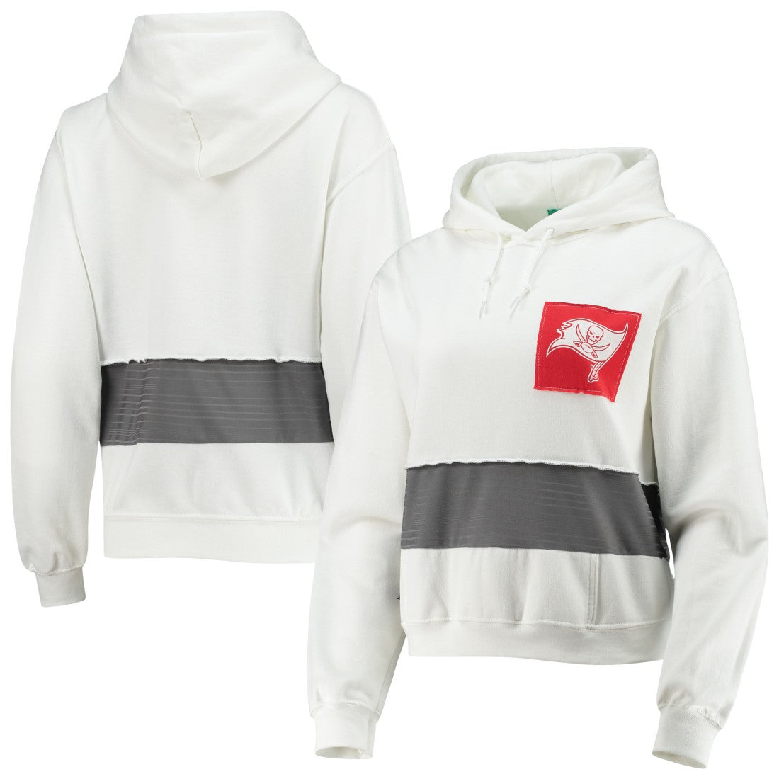 Tampa Bay Buccaneers Refried Apparel Women's Sustainable Crop Dolman Pullover Hoodie White - NFL