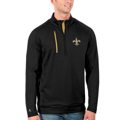 New Orleans Saints Antigua Generation Quarter-Zip Pullover Jacket Black/Gold - NFL