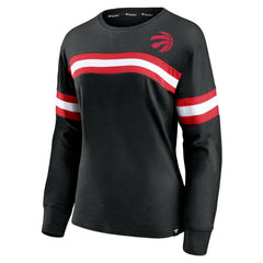 Fanatics - Toronto Raptors Women's Block Party Chest Logo Striped Long Sleeve T-Shirt - Black