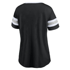 Fanatics - Brooklyn Nets Women's Block Party Striped Sleeve T-Shirt - Black/Heathered Gray
