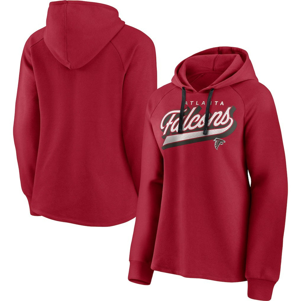Atlanta Falcons Women's First Contact Raglan Pullover Hoodie Red - Fanatics