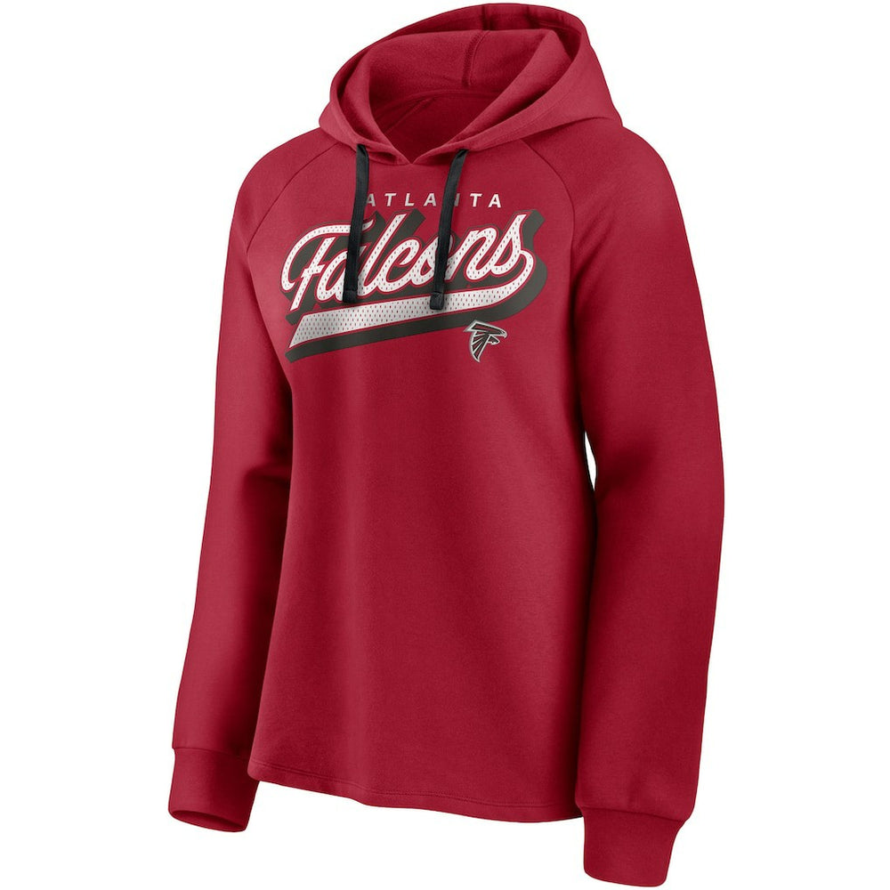 Atlanta Falcons Women's First Contact Raglan Pullover Hoodie Red - Fanatics