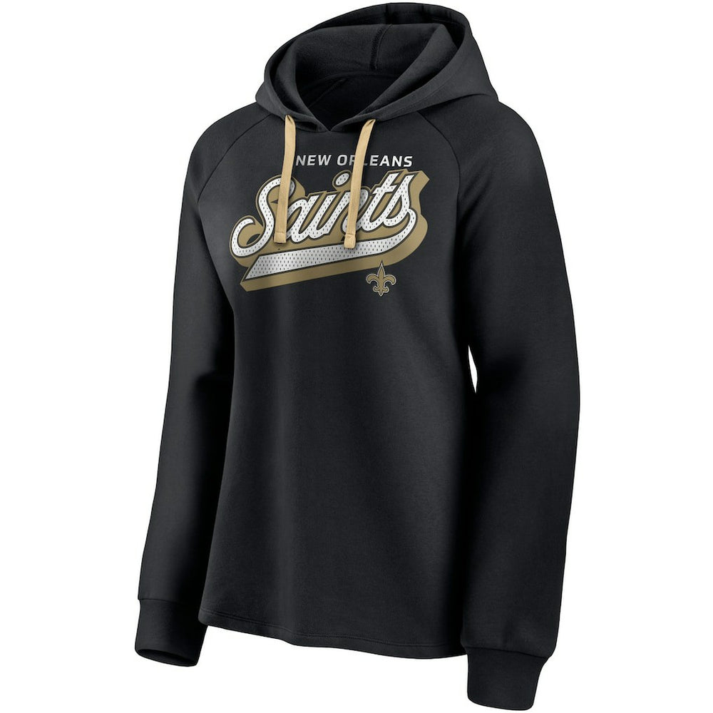 New Orleans Saints Women's First Contact Raglan Pullover Hoodie Black - Fanatics