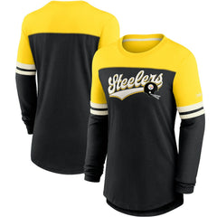 Pittsburgh Steelers Women's Retro Script Performance Tri-Blend Long Sleeve T-Shirt Black/Gold - Nike