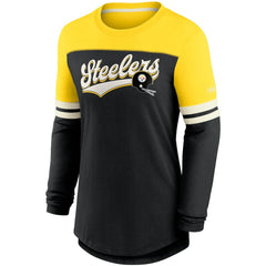 Pittsburgh Steelers Women's Retro Script Performance Tri-Blend Long Sleeve T-Shirt Black/Gold - Nike