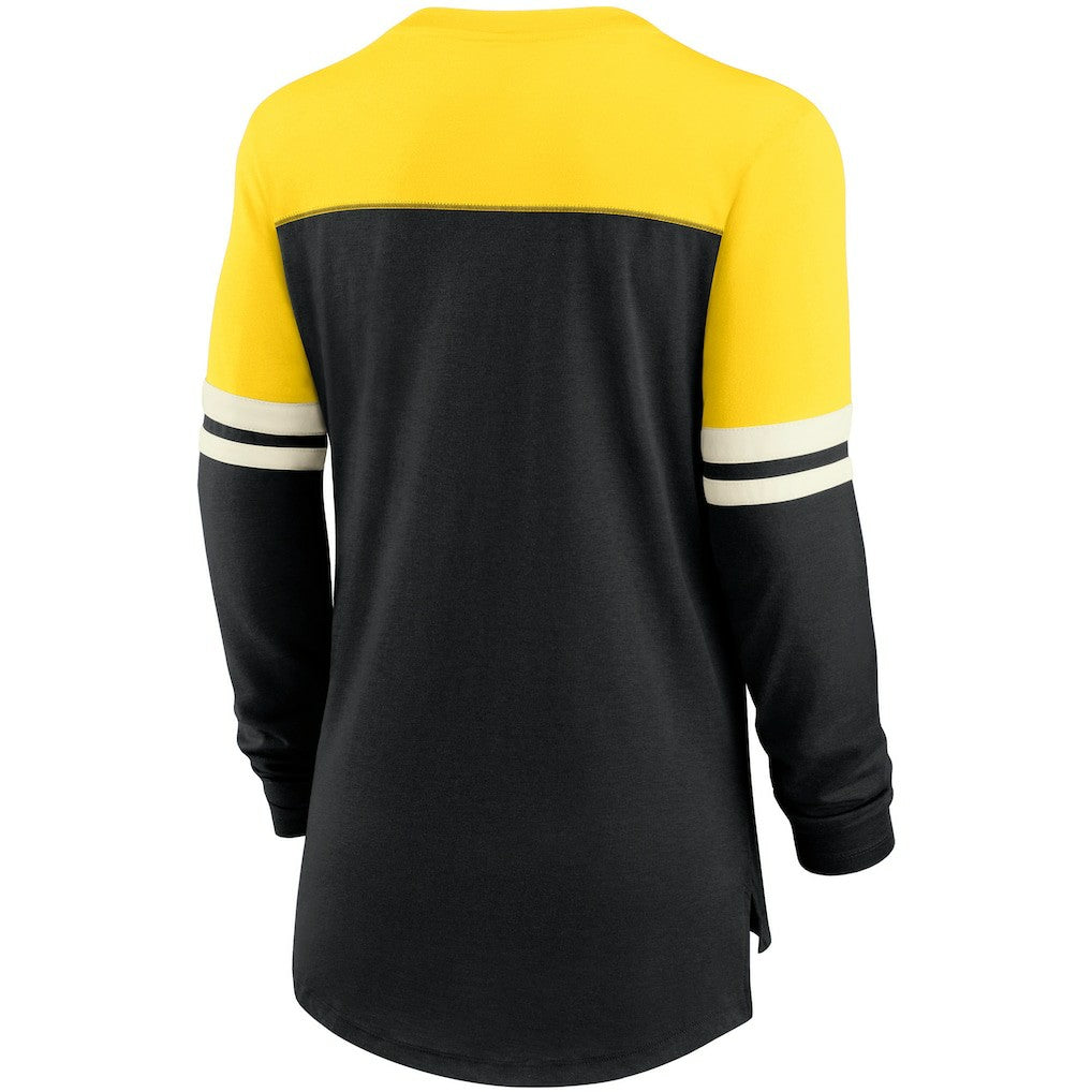 Pittsburgh Steelers Women's Retro Script Performance Tri-Blend Long Sleeve T-Shirt Black/Gold - Nike