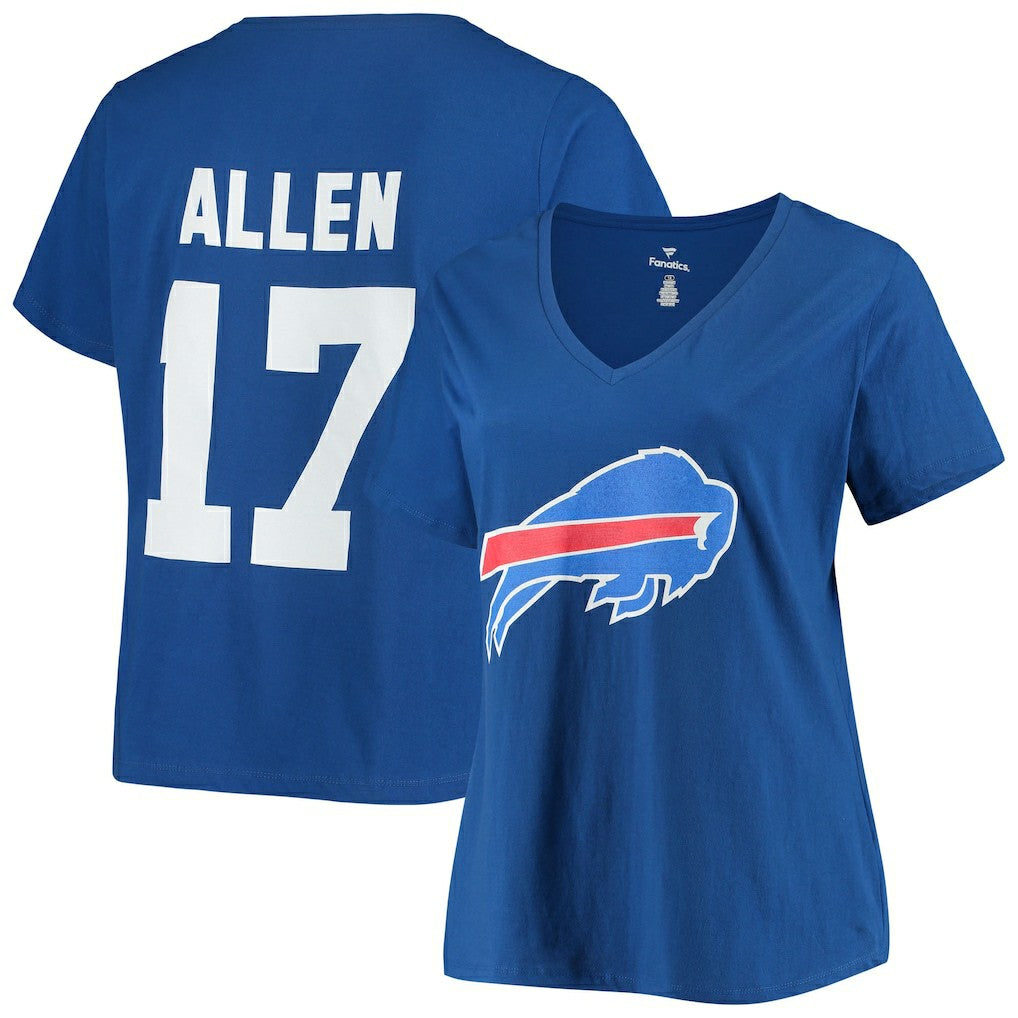 Josh Allen Buffalo Bills Women's Plus Size Name & Number V-Neck T-Shirt Royal - Fanatics