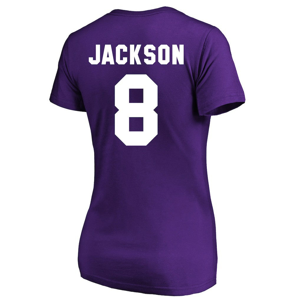 Lamar Jackson Baltimore Ravens Women's Plus Size Name & Number V-Neck T-Shirt Purple - Fanatics
