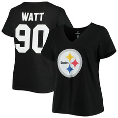T.J. Watt Pittsburgh Steelers Women's Plus Size Name & Number V-Neck T-Shirt Black - Fanatics