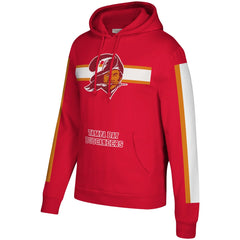 Tampa Bay Buccaneers Three Stripe Pullover Hoodie Red - Mitchell & Ness