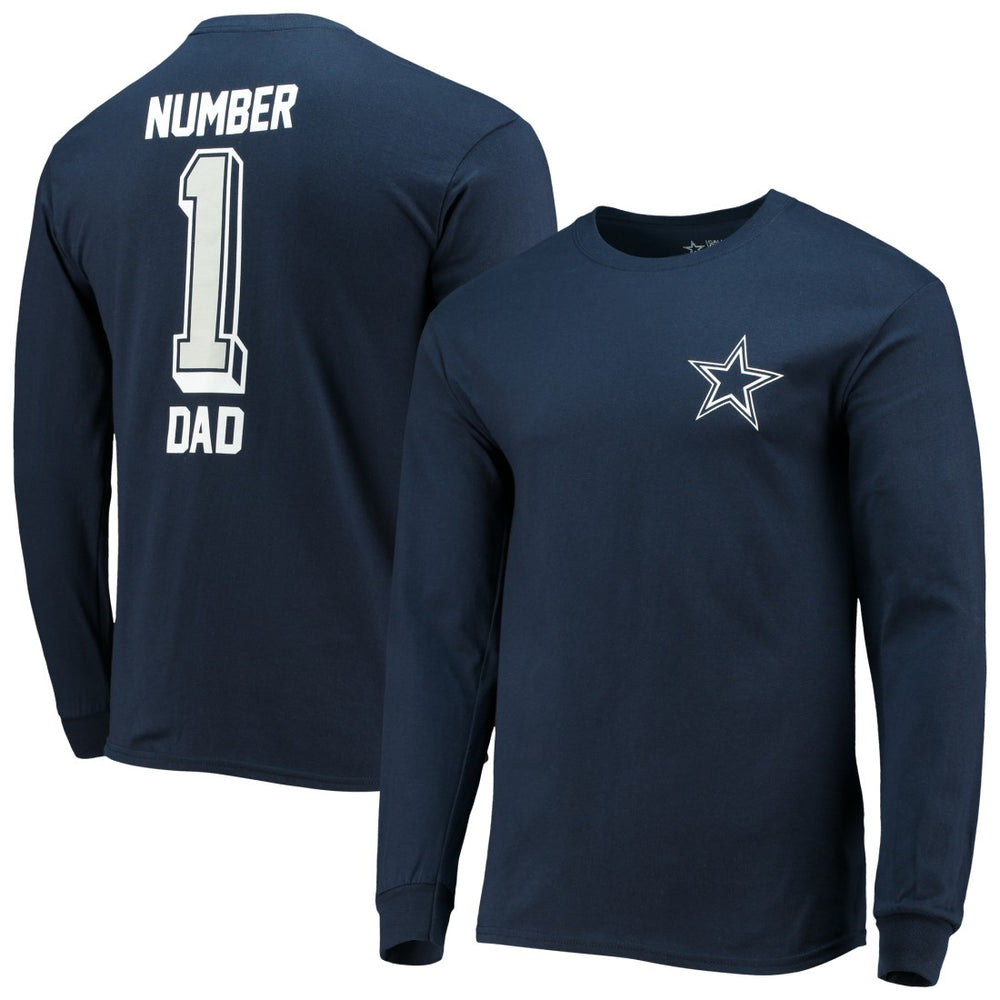 Dallas Cowboys #1 Dad Long Sleeve T-Shirt Navy - Fanatics