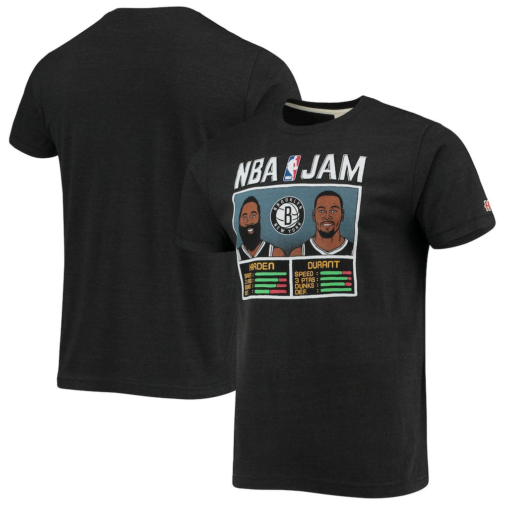 NBA - James Harden & Kevin Durant Brooklyn Nets Homage NBA Jam T-Shirt - Heathered Charcoal