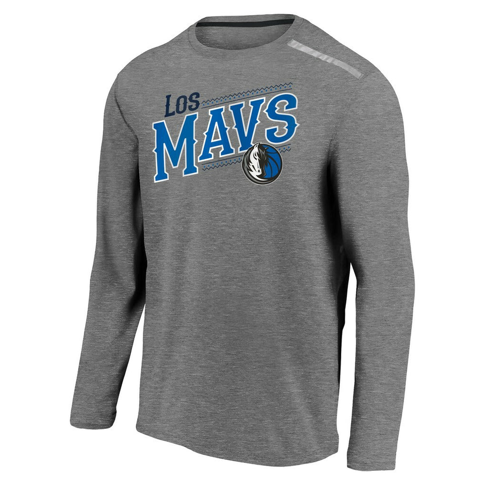 Fanatics - Dallas Mavericks 2021 Noches Éne-Bé-A Authentic Shooting Long Sleeve T-Shirt - Heather Charcoal